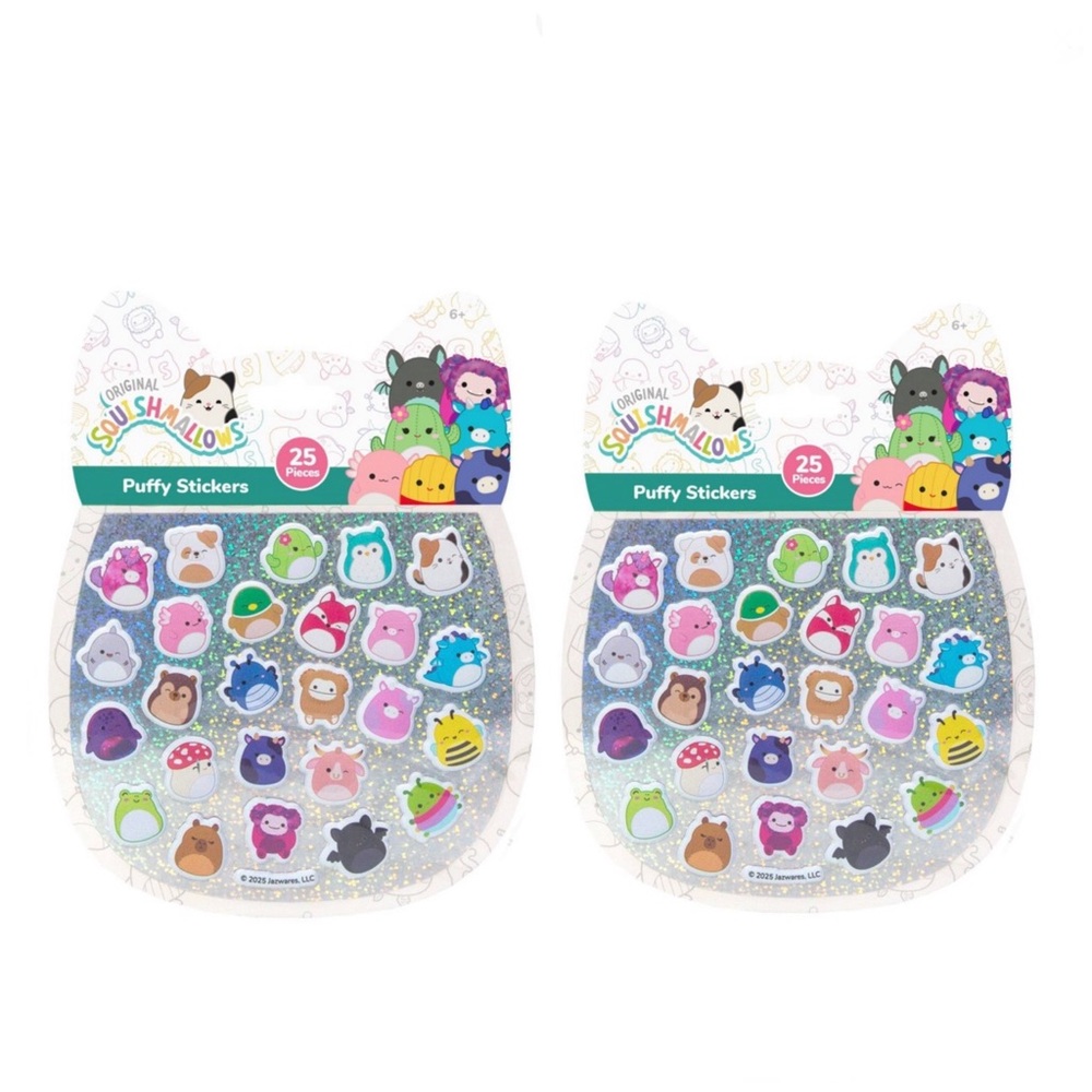 New Set of 2 Puffy Squishmallow Sticker Sheets - with Benny the Bigfoot